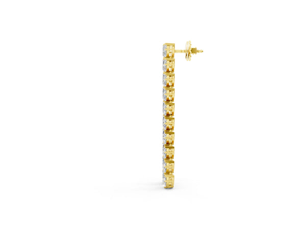 Yellow gold Marquise Diamond Linear Dangle Earrings
