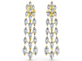 Yellow gold Marquise Diamond Linear Drop Earrings