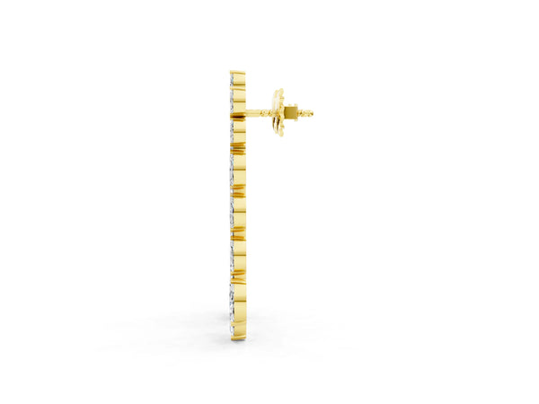 Yellow gold Marquise Diamond Linear Drop Earrings