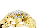 Yellow gold Marquise Diamond Milgrain Marquise Filigree Engagement Ring with Prong Setting_10