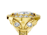 Yellow gold Marquise Diamond Milgrain Marquise Filigree Engagement Ring with Prong Setting_11