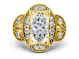 Yellow gold Marquise Diamond Milgrain Marquise Filigree Engagement Ring with Prong Setting_6