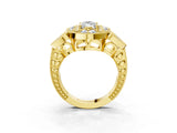 Yellow gold Marquise Diamond Milgrain Marquise Filigree Engagement Ring with Prong Setting_9