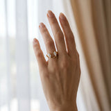 Yellow gold Marquise Diamond Open Band Ring with Tension Setting_55