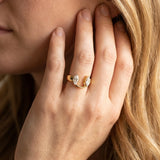 Yellow gold Marquise Diamond Open Band Ring with Tension Setting_57
