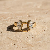 Yellow gold Marquise Diamond Open Band Ring with Tension Setting_58