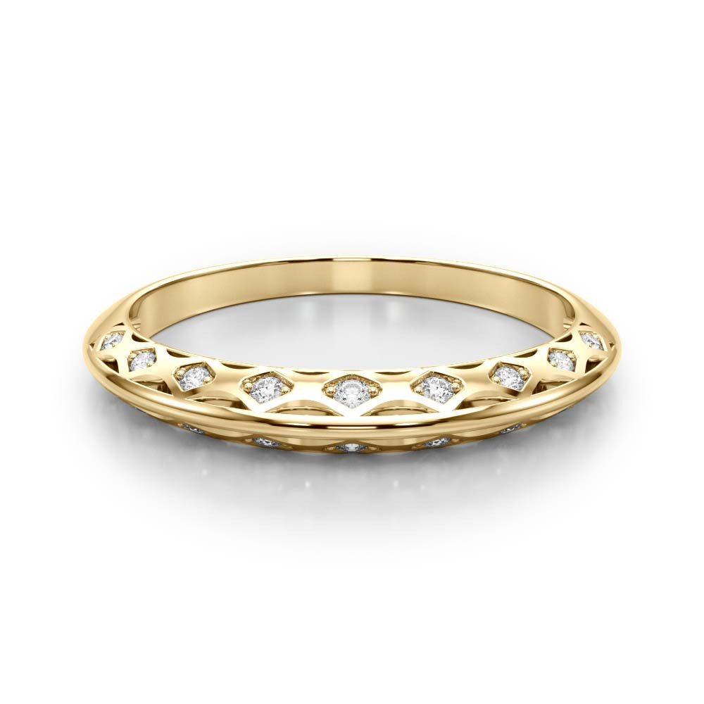 Yellow gold Marquise Diamond Openwork Bangle with Pave Setting 1