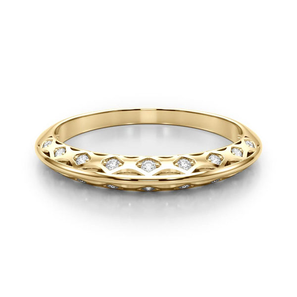 Yellow gold Marquise Diamond Openwork Band with Pave Setting