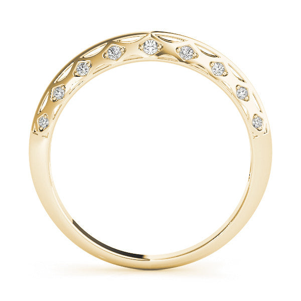 Yellow gold Marquise Diamond Openwork Band with Pave Setting
