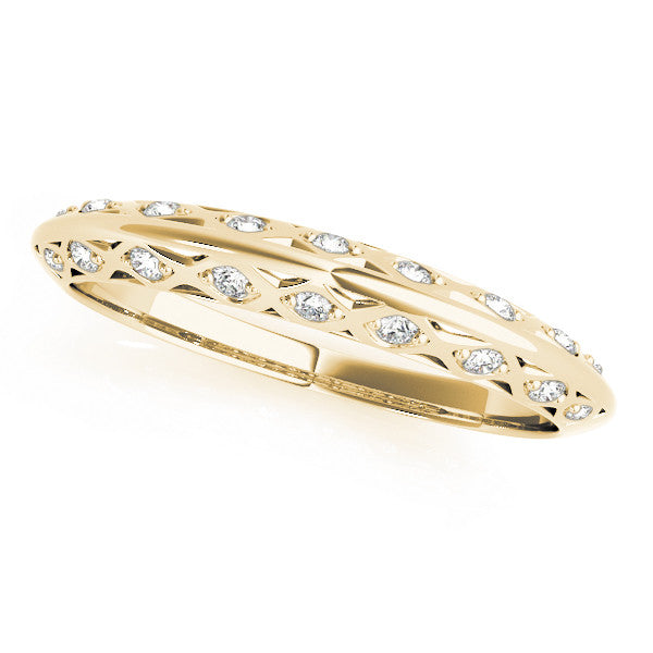 Yellow gold Marquise Diamond Openwork Band with Pave Setting