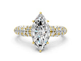 Yellow gold Marquise Diamond Pavé Band Solitaire Ring with Four-Prong Setting_49