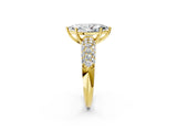 Yellow gold Marquise Diamond Pavé Band Solitaire Ring with Four-Prong Setting_51