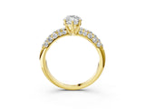 Yellow gold Marquise Diamond Pavé Band Solitaire Ring with Four-Prong Setting_52