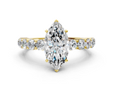 Yellow gold Marquise Diamond Pavé Band Solitaire with Four-Prong Setting_16