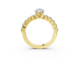 Yellow gold Marquise Diamond Pavé Band Solitaire with Four-Prong Setting_19