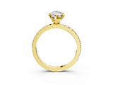 Yellow gold Marquise Diamond Pavé Band Solitaire with Four-Prong Setting_208