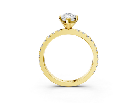 Yellow gold Marquise Diamond Pavé Band Solitaire with Four-Prong Setting_208