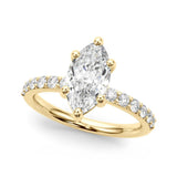 Yellow gold Fancy Pink Marquise  Diamond Pavé Band with Six-Prong Setting
