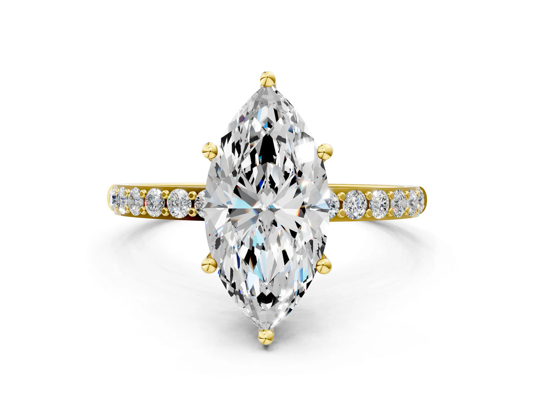 Yellow gold Marquise Diamond Pavé Band with Six-Prong Setting_59