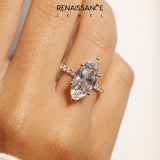 Yellow gold Marquise Diamond Pavé Band with Six-Prong Setting_74