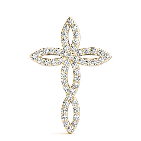 Yellow gold Marquise Diamond Pavé Cross Pendant 1