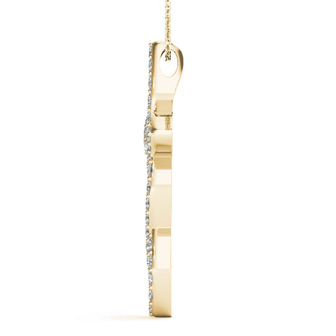 Yellow gold Marquise Diamond Pavé Cross Pendant 2