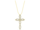 Yellow gold Marquise Diamond Pavé Cross Pendant_42