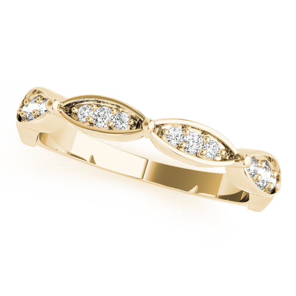 Yellow gold Marquise Diamond Pavé Eternity Band with Bezel Setting