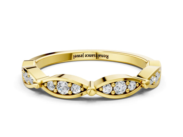 Yellow gold Marquise Diamond Pavé Eternity Band with Bezel Setting