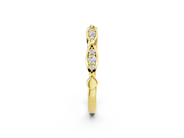 Yellow gold Marquise Diamond Pavé Eternity Band with Bezel Setting