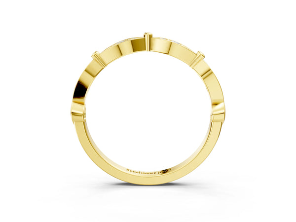 Yellow gold Marquise Diamond Pavé Eternity Band with Bezel Setting