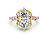 Yellow gold Marquise Diamond Pave Band with Floral Prong Setting_27