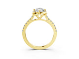 Yellow gold Marquise Diamond Pave Band with Floral Prong Setting_30
