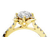 Yellow gold Marquise Diamond Pave Band with Floral Prong Setting_31