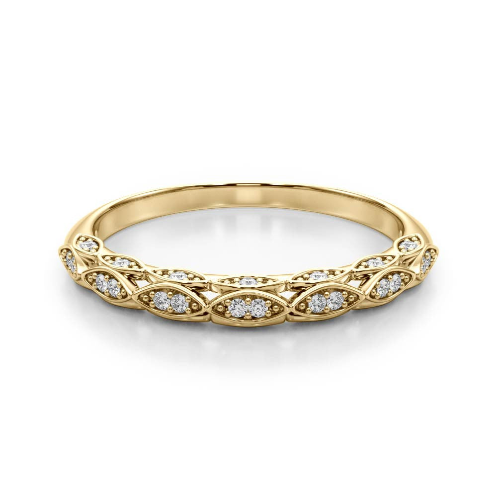 Yellow gold Marquise Diamond Pave Eternity Band with Bezel Setting 1