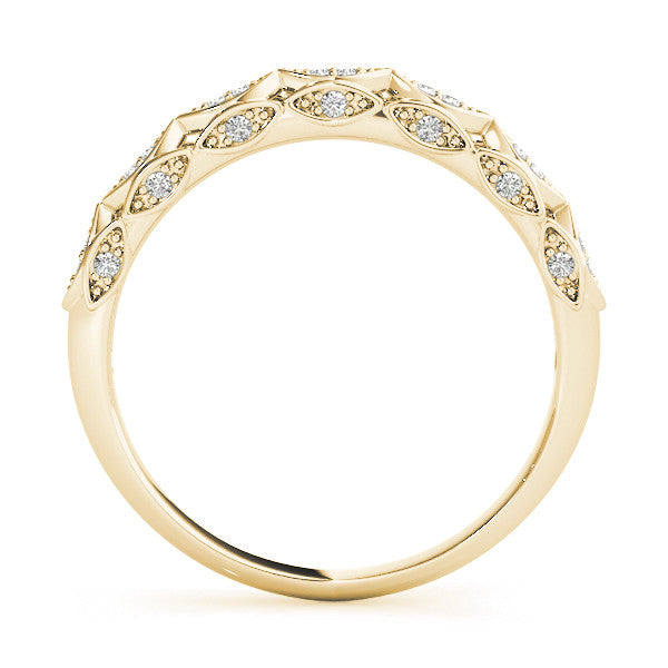 Yellow gold Marquise Diamond Pave Eternity Band with Bezel Setting 2