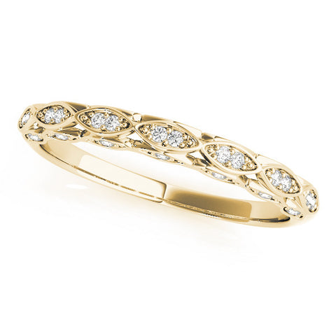 Yellow gold Marquise Diamond Pave Eternity Band with Bezel Setting