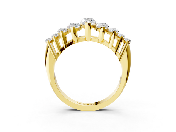 Yellow gold Marquise Diamond Prong Set Curved Band