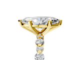 Yellow gold Marquise Diamond Prong Set Engagement Ring with Pave Band_273