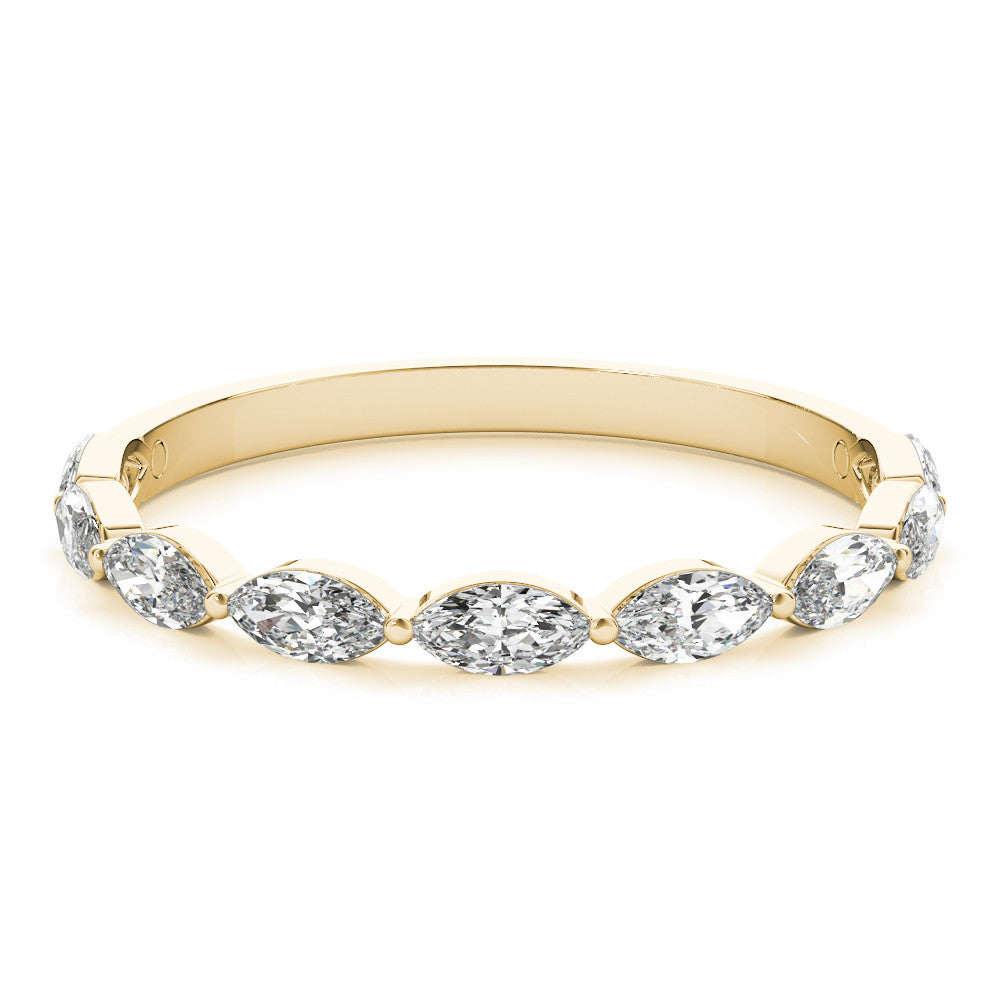 Yellow gold Marquise Diamond Prong Set Half-Eternity Band 1