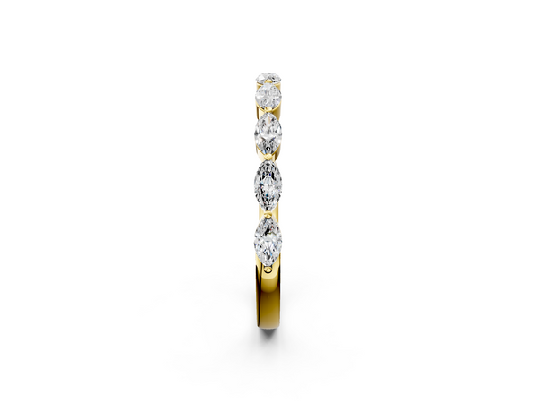 Yellow gold Marquise Diamond Half Eternity Band with Prong Setting