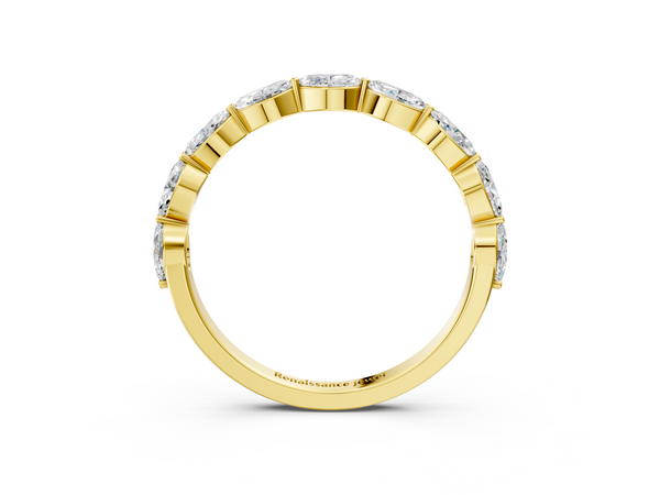 Yellow gold Marquise Diamond Half Eternity Band with Prong Setting