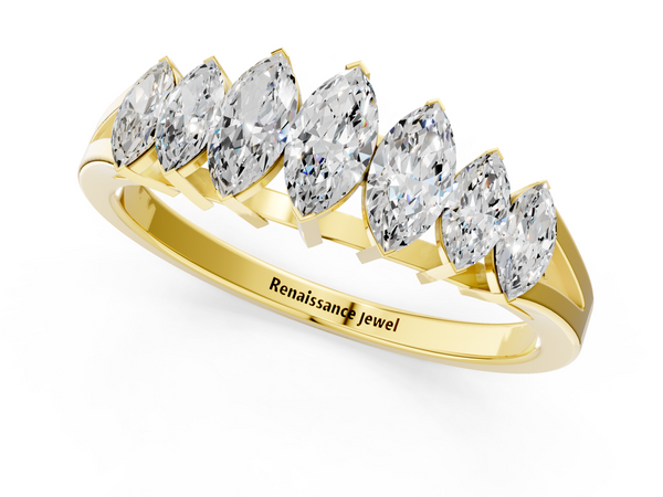 Yellow gold Marquise Diamond Prong-Set Half-Eternity Band