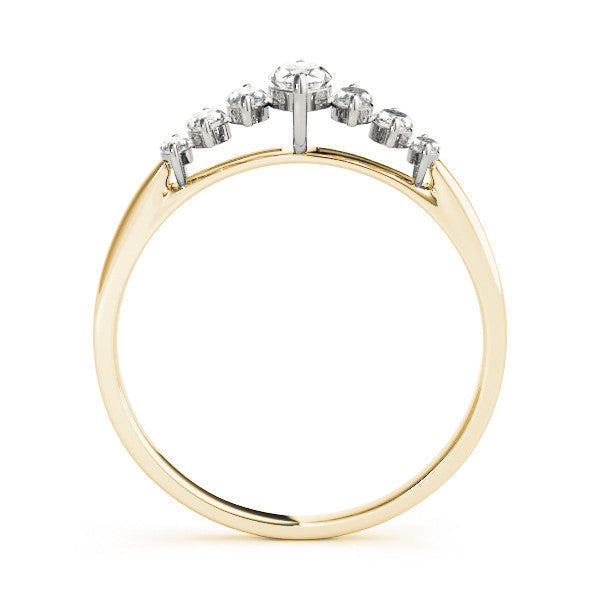 Yellow gold Marquise Diamond Prong Set White Gold Band