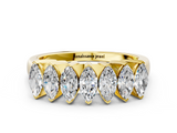 Yellow gold Marquise Diamond Prong Set White Gold Curved Band_21