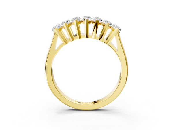 Yellow gold Marquise Diamond Prong Set White Gold Curved Band