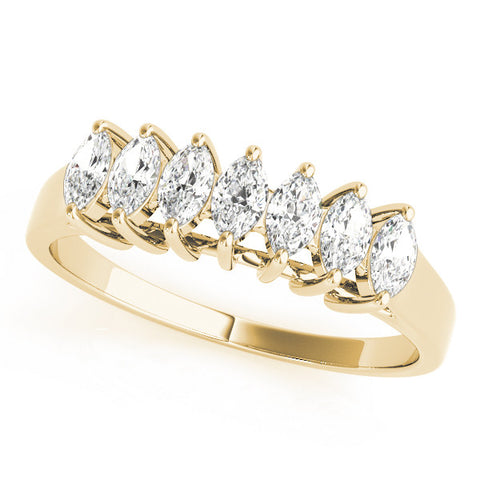 Yellow gold Marquise Diamond Prong Set White Gold Curved Band