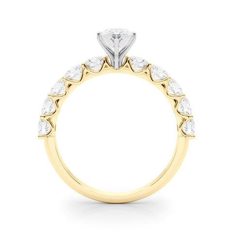 Yellow gold Marquise Diamond Prong Setting with Side Stones on a Pave Band 2