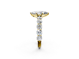 Yellow gold Marquise Diamond Prong Setting with Side Stones on a Pave Band_131