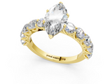 Yellow gold Marquise Diamond Prong Setting with Side Stones on a Pave Band_132